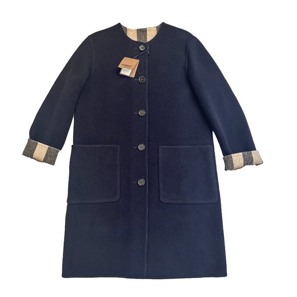 Burberry Tisbury Reversible House Check/ Navy Wool Blend Coat - Picture 6 of 10